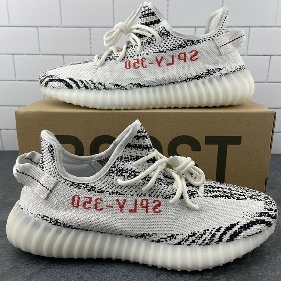 Adidas Yeezy Boost 350 v2 Zebra Size 11 Mens White Core Black Red Retro YZY SPLY - Picture 2 of 12